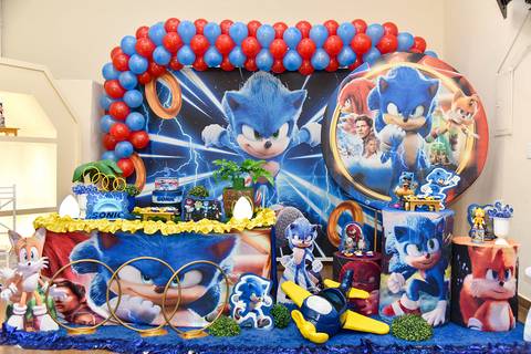 Foto da Decoração Completa Com o Tema Sonic No Buffet Festas & Cia Na Mooca - SP, Foto Feita Pela Priscila Felix Fotógrafa de Família, Casamentos e Ensaios '