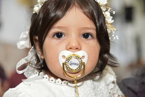 Fotografia da Batizada Com Sua Chupeta Escrito 