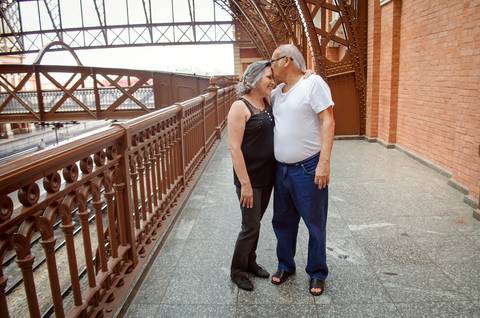Ensaio Casal Bodas de Mármore Estação da Luz Parque da Luz'