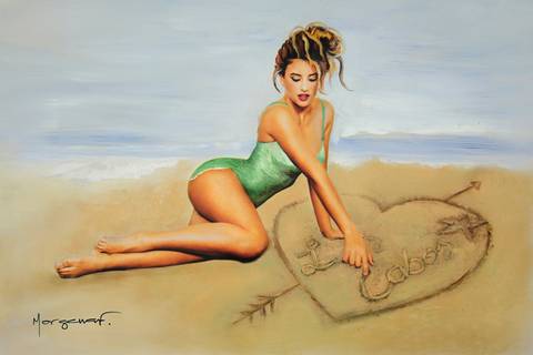 Quadro pintado à óleo , técnica que mescla foto e pintura de Morgana '