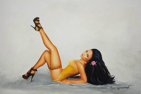 Quadro pintado à óleo , técnica que mescla foto e pintura de Morgana '