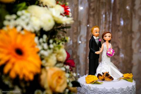 Wedding - Micheli e Rodrigo - Igreja - Timbó - SC - Paolo Salvador Fotografias - Recanto Tirol - Topo de Bolo de Casamento'