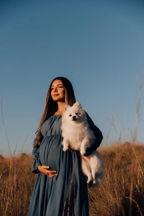 Ensaio gestante ao por do sol estilo boho'