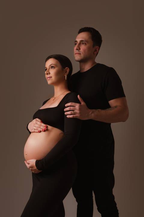 Ensaio gestante em estúdio fotográfico'