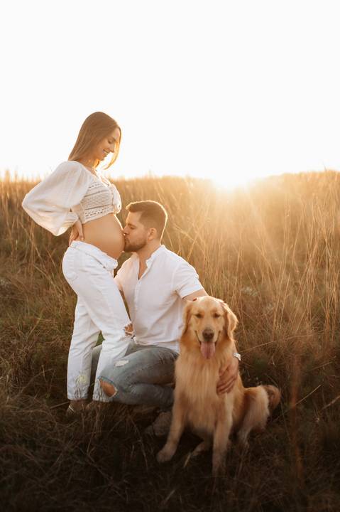 Ensaio externo com cachorro'