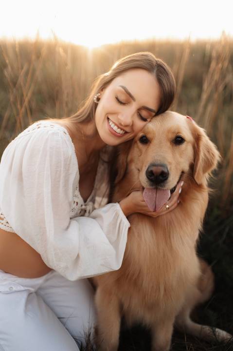 Ensaio externo com cachorro'