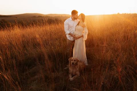 Ensaio externo com cachorro'