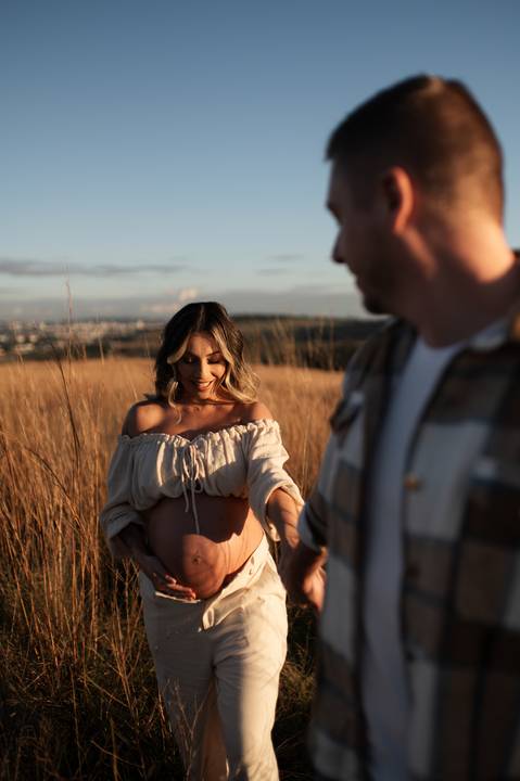 ensaio gestante com por do sol '