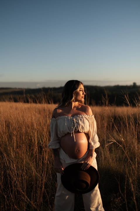 ensaio gestante com por do sol '