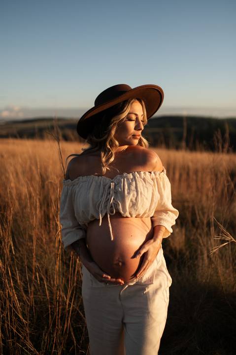 ensaio gestante com por do sol'