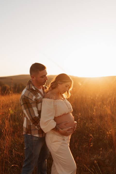 ensaio gestante com por do sol'