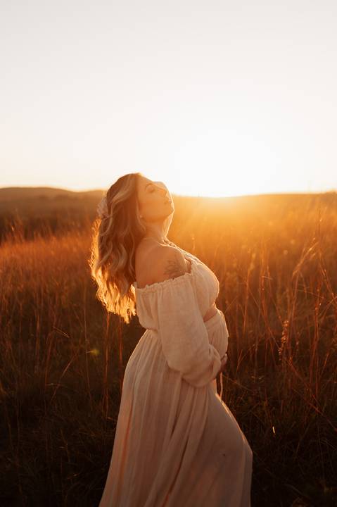 ensaio gestante com por do sol'