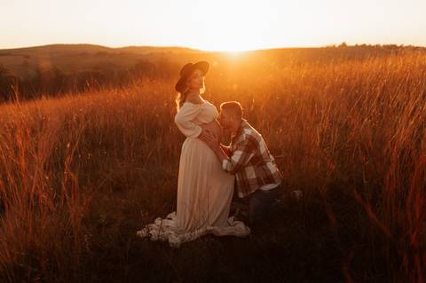 ensaio gestante com por do sol'