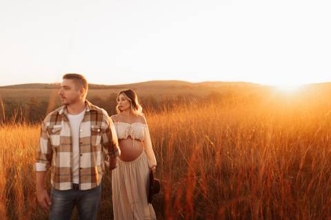 ensaio gestante com por do sol'