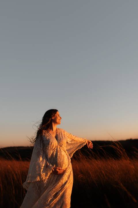 ensaio gestante por do sol'