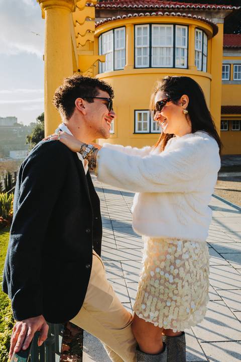 Ensaio de casal Vanessa e Thiago no Jardim do Palácio de Cristal - Porto'