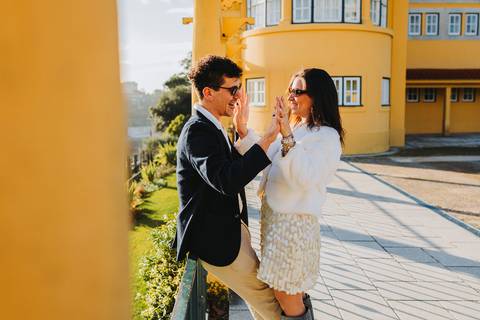 Ensaio de casal Vanessa e Thiago no Jardim do Palácio de Cristal - Porto'
