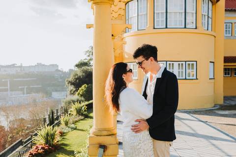 Ensaio de casal Vanessa e Thiago no Jardim do Palácio de Cristal - Porto'