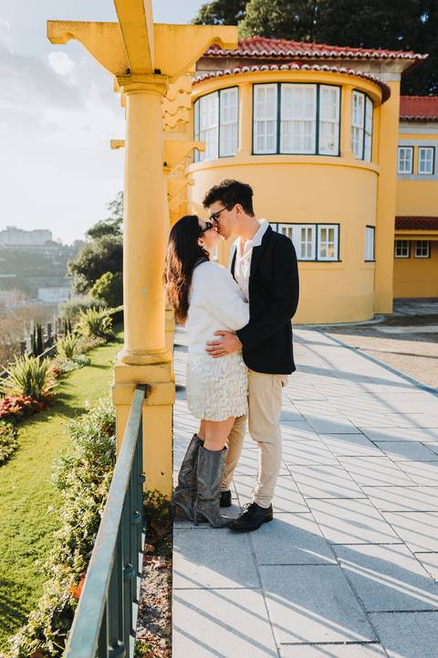 Ensaio de casal Vanessa e Thiago no Jardim do Palácio de Cristal - Porto'