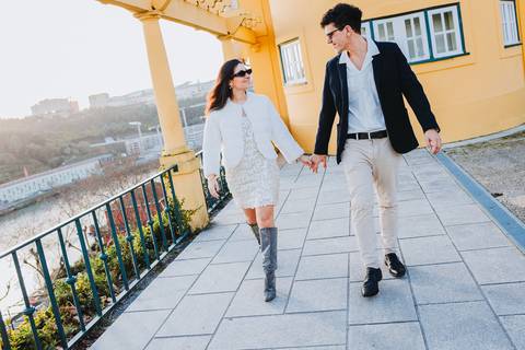 Ensaio de casal Vanessa e Thiago no Jardim do Palácio de Cristal - Porto'