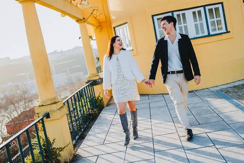 Ensaio de casal Vanessa e Thiago no Jardim do Palácio de Cristal - Porto'