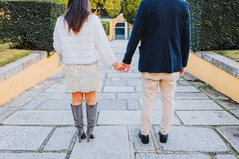 Ensaio de casal Vanessa e Thiago no Jardim do Palácio de Cristal - Porto'