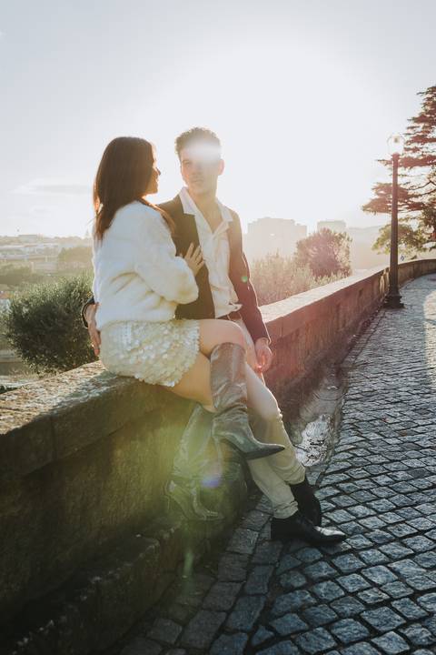Ensaio de casal Vanessa e Thiago no Jardim do Palácio de Cristal - Porto'