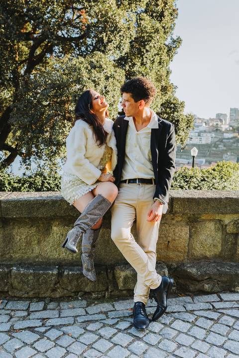 Ensaio de casal Vanessa e Thiago no Jardim do Palácio de Cristal - Porto'