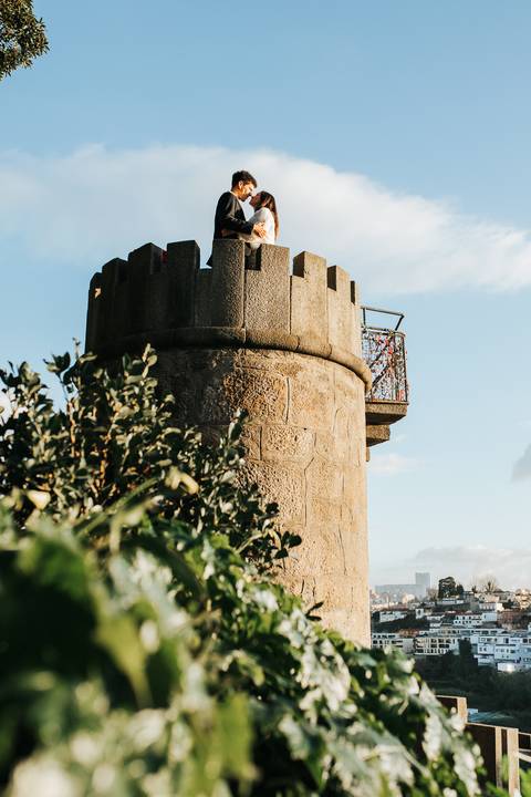 Ensaio de casal Vanessa e Thiago no Jardim do Palácio de Cristal - Porto'