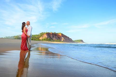 Ensaio de casal na praia'