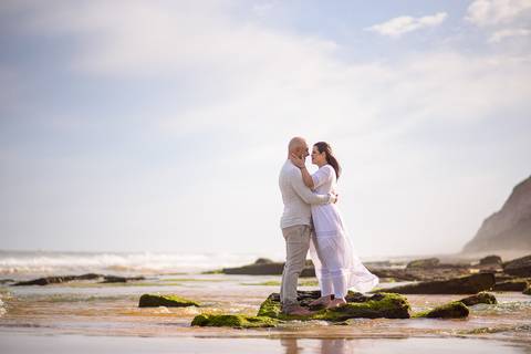 Ensaio de casal na praia'