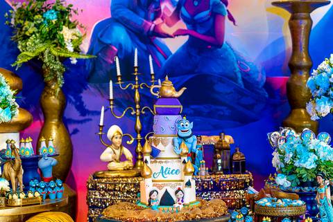 foto aniversario infantil no buffet Espaço Villa 18 em Alphaville. Decoração Aladim. buffet infantil alphaville.'