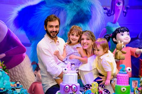 Espaço Lá Vem o Sol, foto do aniversário infantil no buffet Espaço Lá Vem o Sol Alphaville com os personagens de Monstros SA Boo Mike Sullivan, foto aniversário infantil alphaville, espaço Lá Vem o Sol Alphaville'