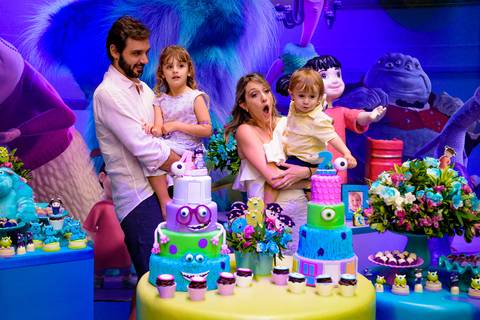 Espaço Lá Vem o Sol, foto do aniversário infantil no buffet Espaço Lá Vem o Sol Alphaville com os personagens de Monstros SA Boo Mike Sullivan, foto aniversário infantil alphaville, espaço Lá Vem o Sol Alphaville'