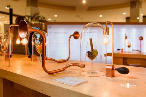 interatividade sensorial exposição de vinhos'