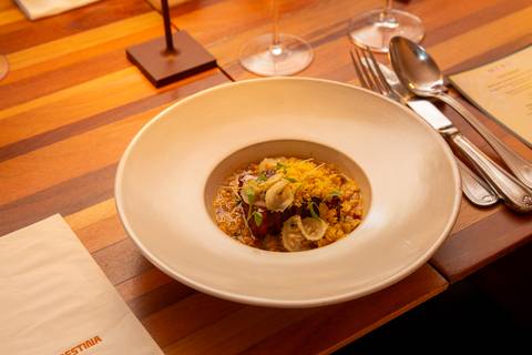 Seleção de pratos gourmet e finger foods servidos no evento Westwing com influenciadores digitais no Clandestina Restaurante em São Paulo, evidenciando a curadoria gastronômica exclusiva e o requinte do banquete.'