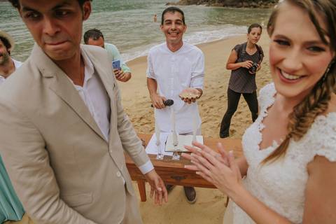 Casamento de Samara e Luiz, Ubatuba. Cerimônia. As alianças. '