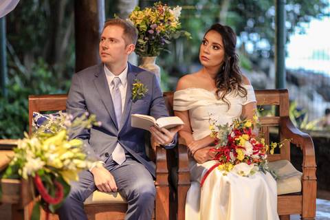 casamento Juliana e Andrew. Cerimônia.Ubatuba, praia das Toninhas. Espaço Uluar'