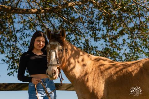 ensaio externo de 15 anos - Bruna - conexão com a natureza - fotos com égua - pré-festa de debutante - fotografia ao ar livre - céu azul  - celebração de 15 anos - Antonio Rocha Fotografias - São Lourenço do Sul - Pelotas - Festa de 15 anos - Debutante'