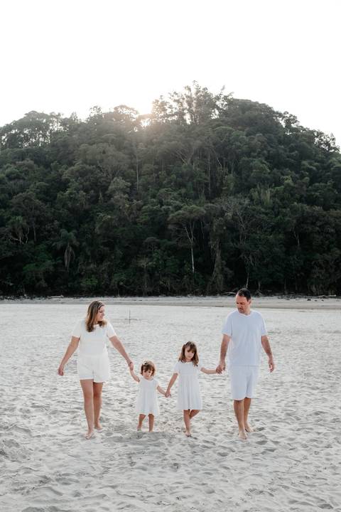foto de família na praia'