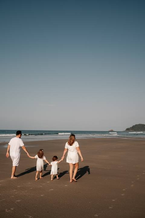 foto de família na praia'