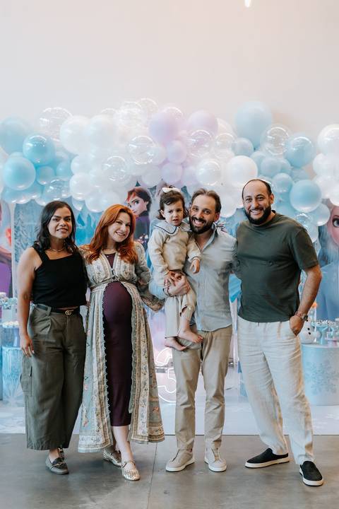 Família reunida durante o aniversário de 3 anos da Zoe'