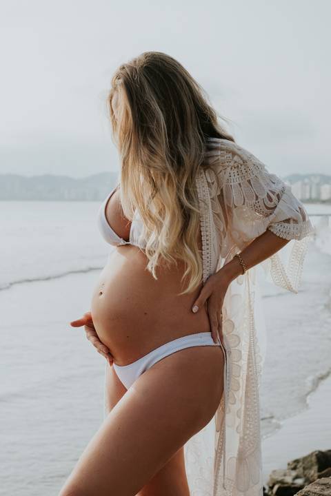 ensaio gestante por do sol de santos
'