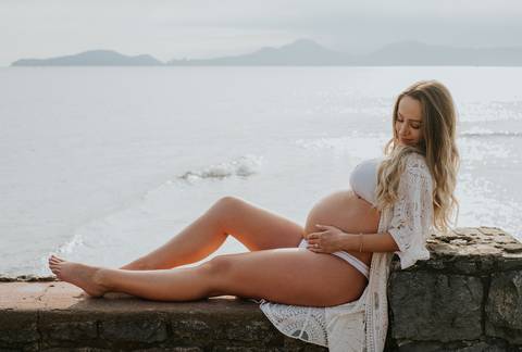 ensaio gestante por do sol de santos
'