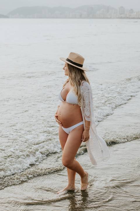 ensaio gestante por do sol de santos
'