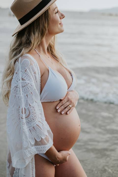 ensaio gestante por do sol de santos
'