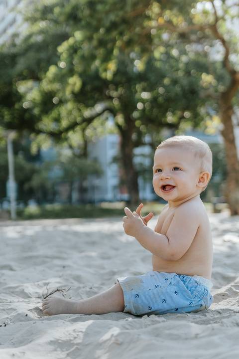 fotos de bebê na praia sp'