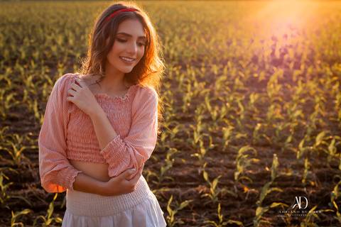debutante no por do sol'
