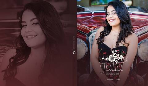 Capa do Álbum do Ensaio de Pré 15 Anos da Júlia fotografado por Rafael Steffen Fotografia em Brasília DF.'