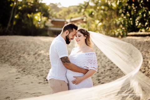 Ensaio gestante sessão de fotos guaruja fotografo sp praia veu pai'